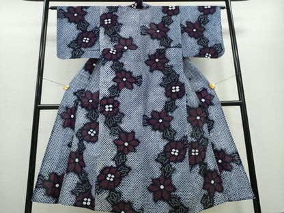 平和屋着物∴夏物 浴衣 有松鳴海絞り 舞菊文 綿 逸品 CABA0471ng