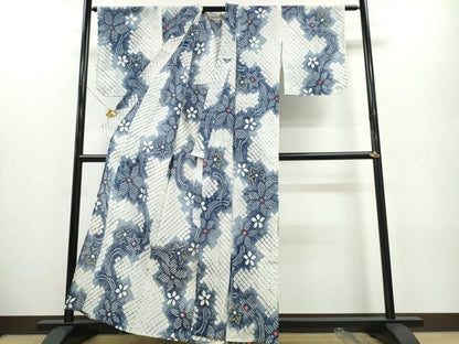 平和屋着物∴夏物 浴衣 有松鳴海絞り 舞花文 綿 逸品 CABA0474ng