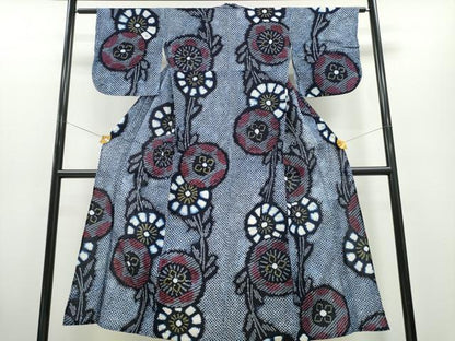 平和屋着物∴夏物 浴衣 有松鳴海絞り 草花文 綿 逸品 CABA0475ng