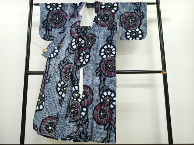 平和屋着物∴夏物 浴衣 有松鳴海絞り 草花文 綿 逸品 CABA0475ng