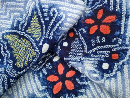 平和屋着物∴夏物 浴衣 有松鳴海絞り 舞蝶花文 綿 逸品 未使用 CABA0476ng