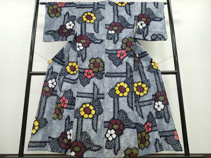 平和屋着物∴夏物 浴衣 有松鳴海絞り 籬花文 綿 逸品 CABA0481ng