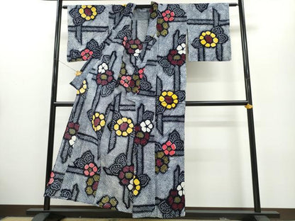 平和屋着物∴夏物 浴衣 有松鳴海絞り 籬花文 綿 逸品 CABA0481ng