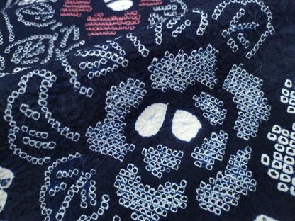 平和屋着物∴夏物 浴衣 有松鳴海絞り 枝牡丹花文 綿 逸品 CABA0483ng