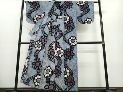 平和屋着物∴夏物 浴衣 有松鳴海絞り 流水舞花文 綿 逸品 CABA0484ng