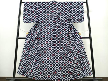 平和屋着物∴夏物　浴衣　有松鳴海絞り　花菱繋ぎ　綿　逸品　CABA0485ng