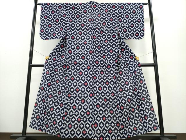 平和屋着物∴夏物　浴衣　有松鳴海絞り　花菱繋ぎ　綿　逸品　CABA0485ng