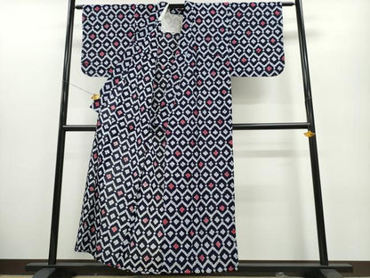 平和屋着物∴夏物　浴衣　有松鳴海絞り　花菱繋ぎ　綿　逸品　CABA0485ng
