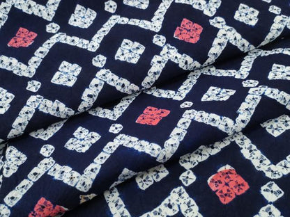 平和屋着物∴夏物　浴衣　有松鳴海絞り　花菱繋ぎ　綿　逸品　CABA0485ng