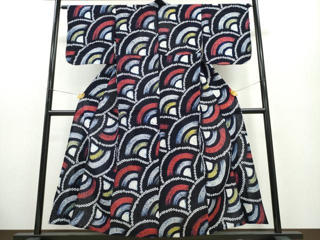 平和屋着物∴夏物 浴衣 有松鳴海絞り 青海波 綿 逸品 CABA0486ng