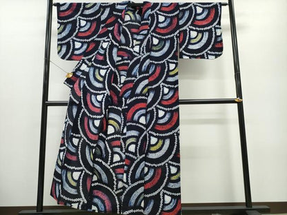 平和屋着物∴夏物 浴衣 有松鳴海絞り 青海波 綿 逸品 CABA0486ng