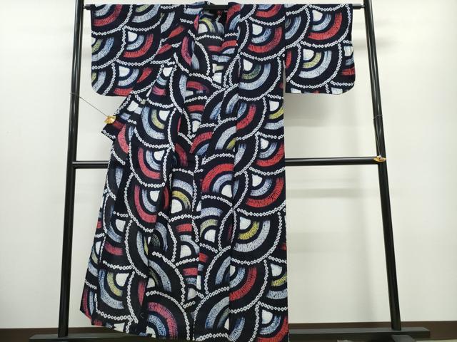 平和屋着物∴夏物 浴衣 有松鳴海絞り 青海波 綿 逸品 CABA0486ng