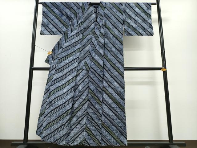 平和屋着物∴夏物 浴衣 有松鳴海絞り 斜線文 西武扱い 綿 逸品 CABA0488ng
