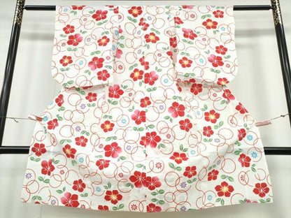 平和屋着物∴夏物 浴衣 子供 女の子 椿 綿 逸品 CABA0491ng