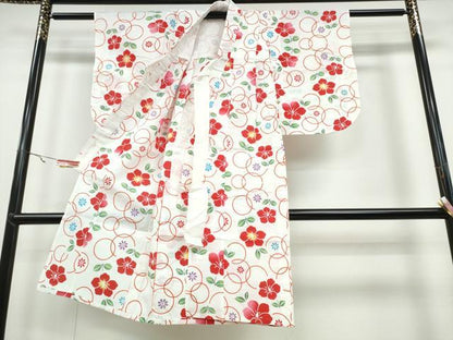 平和屋着物∴夏物 浴衣 子供 女の子 椿 綿 逸品 CABA0491ng
