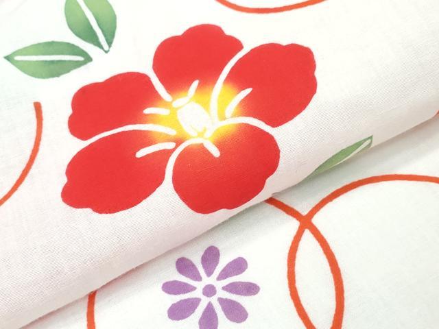 平和屋着物∴夏物 浴衣 子供 女の子 椿 綿 逸品 CABA0491ng