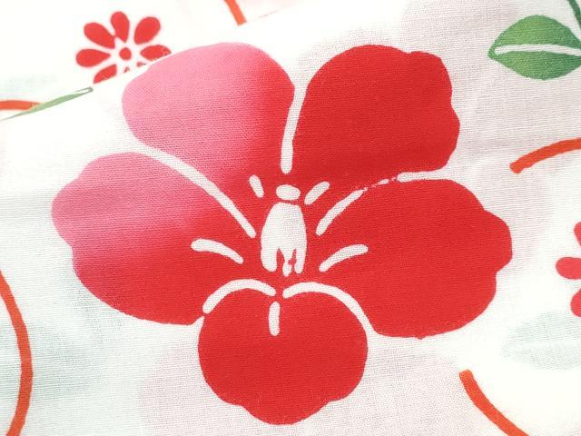 平和屋着物∴夏物 浴衣 子供 女の子 椿 綿 逸品 CABA0491ng