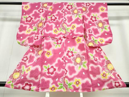 平和屋着物∴夏物 浴衣 子供 女の子 舞桜 綿 逸品 CABA0492ng