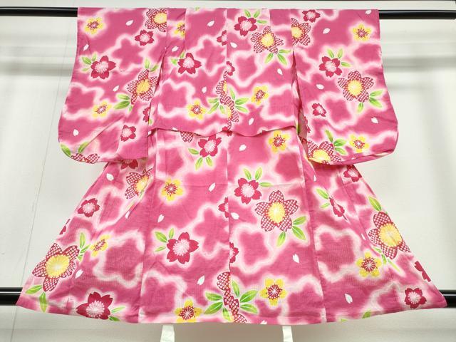 平和屋着物∴夏物 浴衣 子供 女の子 舞桜 綿 逸品 CABA0492ng