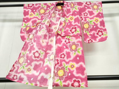 平和屋着物∴夏物 浴衣 子供 女の子 舞桜 綿 逸品 CABA0492ng