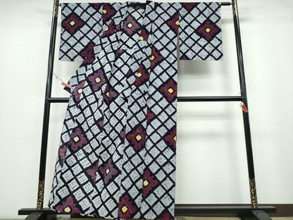 平和屋着物∴夏物 浴衣 有松鳴海絞り 花菱文 綿 逸品 CABA0497ng