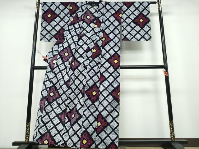 平和屋着物∴夏物 浴衣 有松鳴海絞り 花菱文 綿 逸品 CABA0497ng