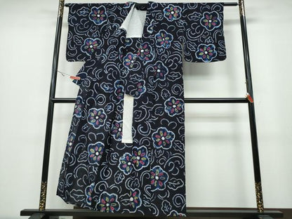 平和屋着物∴夏物 浴衣 有松鳴海絞り 花唐草文 綿 逸品 CABA0500ng