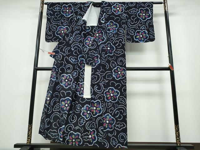 平和屋着物∴夏物 浴衣 有松鳴海絞り 花唐草文 綿 逸品 CABA0500ng