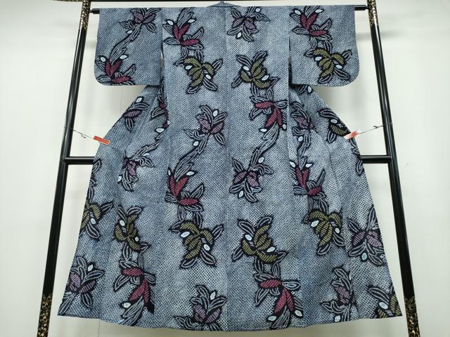 平和屋着物∴夏物 浴衣 有松鳴海絞り 舞花文 綿 逸品 未使用 CABA0501ng