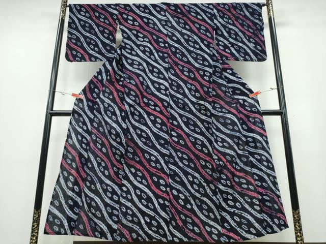 平和屋着物∴夏物 浴衣 有松鳴海絞り 斜線吉祥文 綿 逸品 CABA0503ng