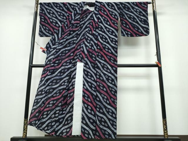 平和屋着物∴夏物 浴衣 有松鳴海絞り 斜線吉祥文 綿 逸品 CABA0503ng