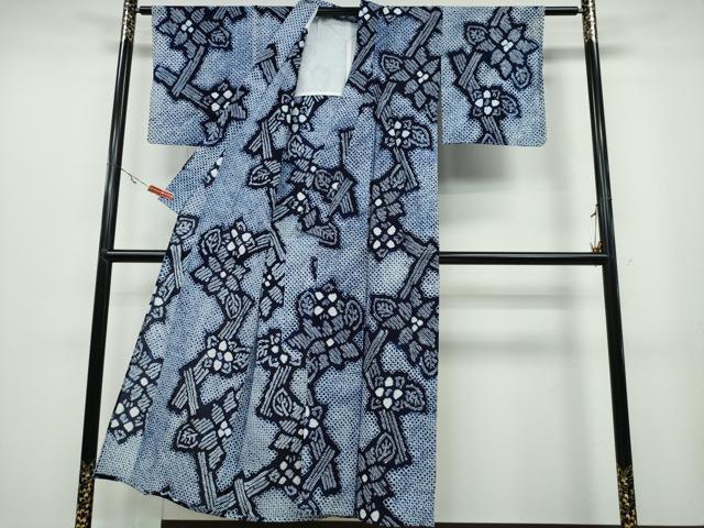 平和屋本店■極上　夏物　浴衣　有松鳴海絞り　綿紅梅　舞花文　綿　逸品　未使用　CYAA3659s5 平和屋本店□極上 夏物 銀座秀粋 浴衣 有松鳴海絞り 杜若 綿紅梅 逸品