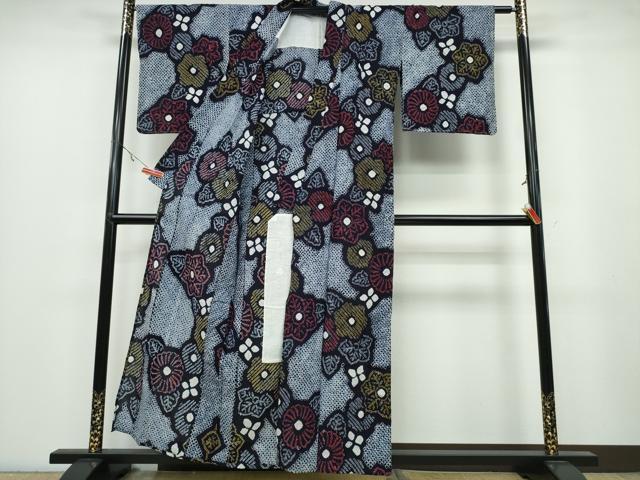 平和屋着物∴夏物 浴衣 有松鳴海絞り 菊花文 綿 逸品 CABA0509ng