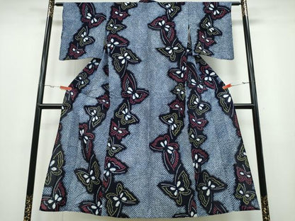 平和屋着物∴夏物 浴衣 有松鳴海絞り 舞蝶文 綿 逸品 CABA0510ng