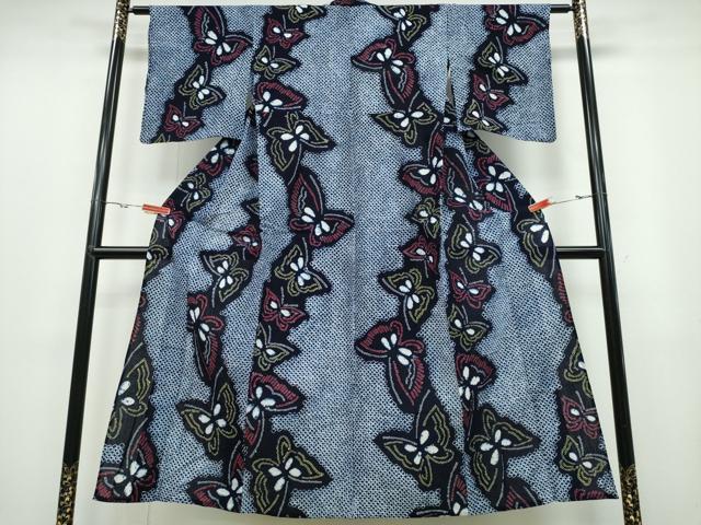 平和屋着物∴夏物 浴衣 有松鳴海絞り 舞蝶文 綿 逸品 CABA0510ng
