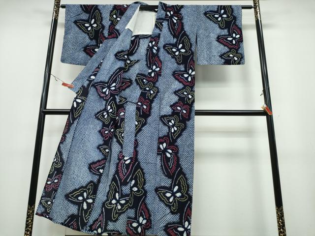 平和屋着物∴夏物 浴衣 有松鳴海絞り 舞蝶文 綿 逸品 CABA0510ng