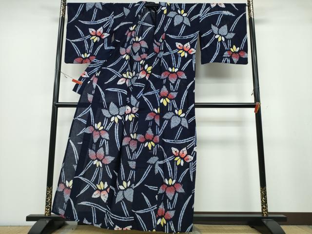 平和屋着物∴夏物 浴衣 有松鳴海絞り 杜若 そごう百貨店扱い 綿 逸品 CABA0512ng