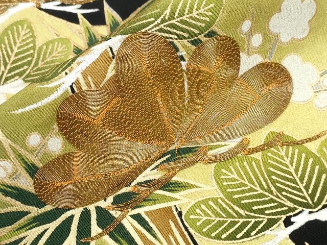 平和屋着物■豪華黒留袖　駒刺繍　松竹梅　金彩　正絹　逸品　CABA0599ng