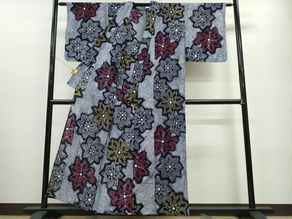 平和屋着物∴夏物 浴衣 有松鳴海絞り 舞花文 綿 逸品 未使用 CABA0607ng