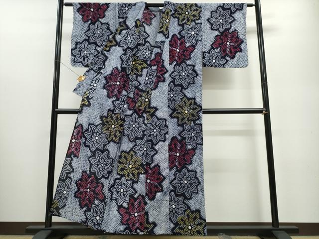 平和屋着物∴夏物 浴衣 有松鳴海絞り 舞花文 綿 逸品 未使用 CABA0607ng