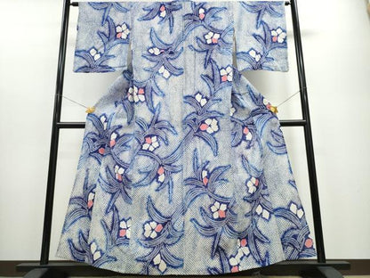 平和屋着物∴夏物 浴衣 有松鳴海絞り 草花文 綿 逸品 CABA0608ng