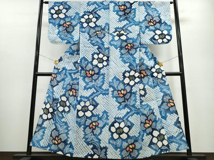 平和屋着物∴夏物 浴衣 有松鳴海絞り 枝椿 綿 逸品 CABA0609ng