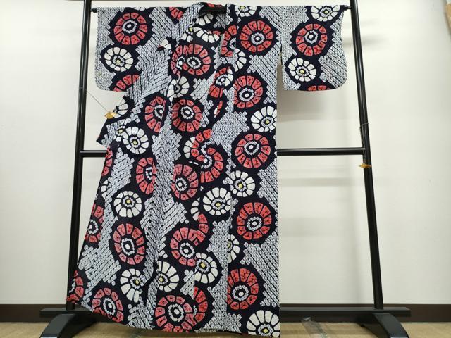 平和屋着物∴夏物 浴衣 有松鳴海絞り 番傘 綿 逸品 CABA0610ng