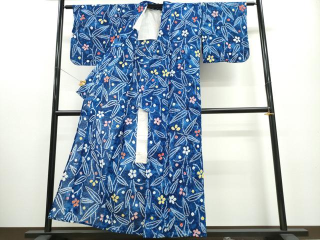 平和屋着物∴夏物 浴衣 有松鳴海絞り 笹花文 綿 逸品 CABA0612ng