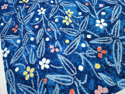 平和屋着物∴夏物 浴衣 有松鳴海絞り 笹花文 綿 逸品 CABA0612ng