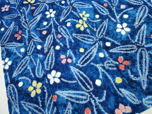 平和屋着物∴夏物 浴衣 有松鳴海絞り 笹花文 綿 逸品 CABA0612ng