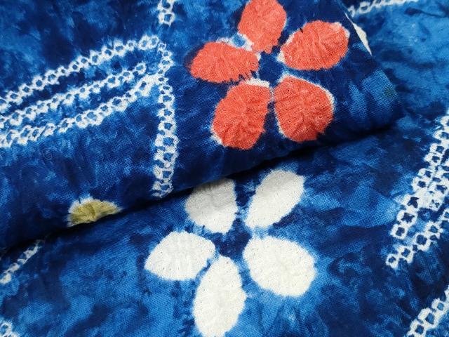 平和屋着物∴夏物 浴衣 有松鳴海絞り 笹花文 綿 逸品 CABA0612ng