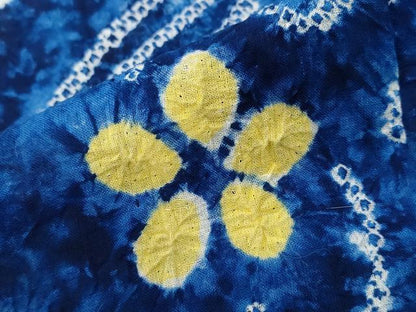 平和屋着物∴夏物 浴衣 有松鳴海絞り 笹花文 綿 逸品 CABA0612ng