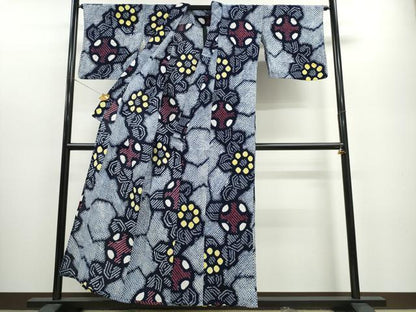 平和屋着物∴夏物 浴衣 有松鳴海絞り 吉祥花文 綿 逸品 CABA0613ng