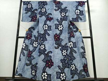 平和屋着物∴夏物 浴衣 有松鳴海絞り 花唐草文 綿 逸品 CABA0615ng